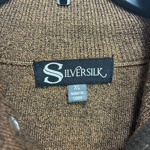 Vintage Men SILVERSILK Fancy Thick Sweater Jacket Zipper Pockets Mock Neck - Picture 5 of 10